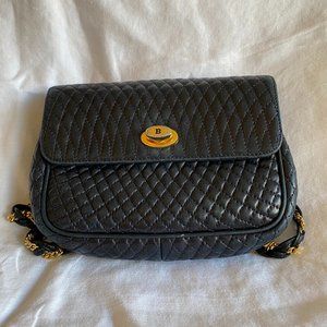 Bally Vintage Diamond Quilt Navy Blue 1990s